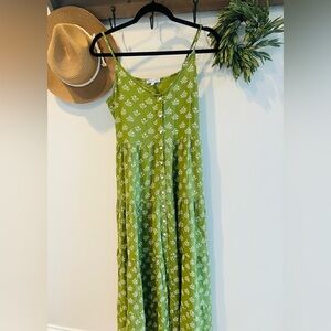 Patience of peace, medium green floral dress